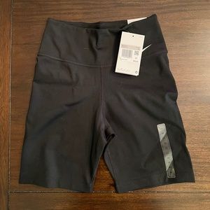 Nike One Tight Fit Biker Shorts Black White Swoosh Size XS New